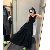 Spot parcel post Niche High-Grade Sleeveless Vest Dress for Women 2023 SpringSummer New Inner Wear Waist Trimming Spaghetti Straps Midi Dress