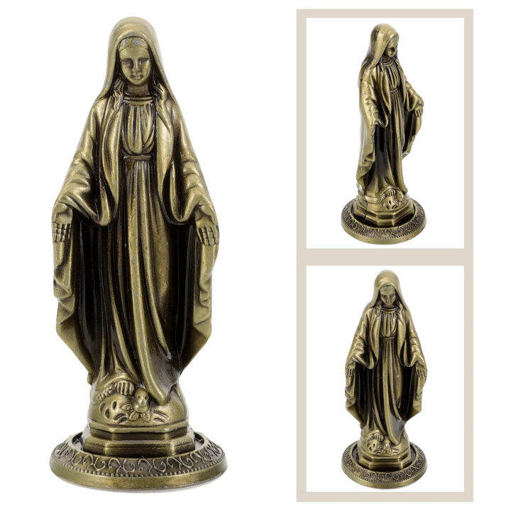 Virgin Mary Statue Catholic Mary Figurines Zinc Alloy Mary Sculpture