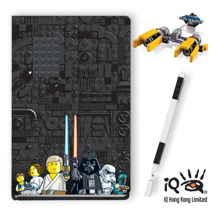 iq-lego-star-wars-2-0-tie-fighter-recruitment-bag-stationery-set-with-fsc-certified-journal-black-gel-pen-and-podracer-building-toy