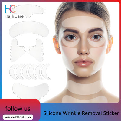 Hailicare Reusable ซิลิโคนกำจัดริ้วรอยสติกเกอร์ Facial Lifting Strips ชุดหน้าผากคอ Line Remover Eye Patches Anti Aging Skin Pads
