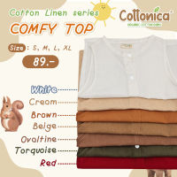 Cotton Kids Comfy top รุ่น Cotton linen เสื้อแขนเว้า เสื้อเด็ก นุ่มใส่สบาย (100% Cotton linen)
