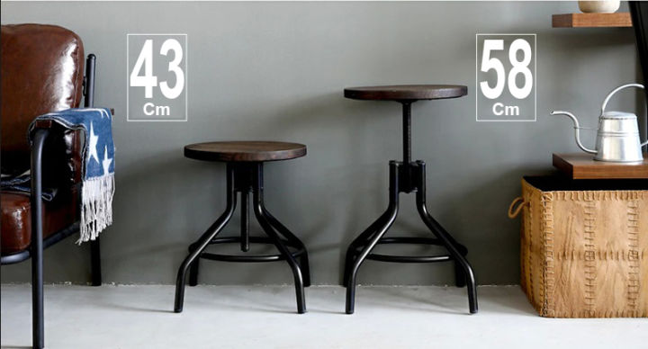 เก้าอี้บาร์สตูล-wooden-bar-stool-short-dark-brown-ปรับสูงต่ำ-หมุนได้-360-องศา