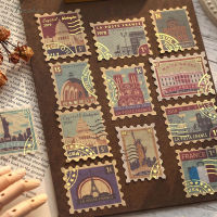 V75 Vintage Golden DIY Stationery Sticker DIY Scrapbooking Diary Album Stamp Paper Sticker Bronzing Decoration Sticker Plant Letter Ticket