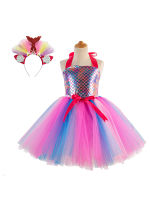 กับ Headwear Mulit-Color Shinny Christmas Mermaid Girl Party Dress Bow Mesh COSPLAY Dress