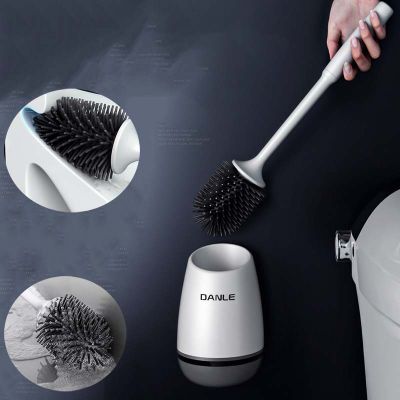 TPR Silicone Head Toilet Brush Clean Tools Wall-Mount Or Floor-Standing Quick Draining Cleaning Brush Bathroom Accessories