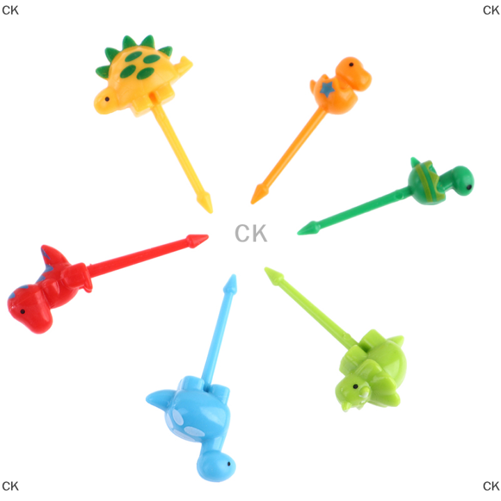 ck-6ชิ้น-เซ็ตไดโนเสาร์มินิสัตว์การ์ตูนอาหาร-picks-kids-snack-fruit-fork