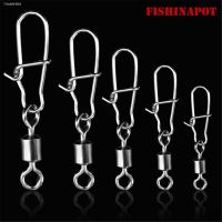 △▪► FISHINAPOT 30pcs/lot 2 -10 Stainless Steel Connector Bait Spinner Fishing Lure Rolling Swivel With Fast Lock Snap Hook Rotating