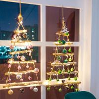 [COD] decoration pendant wooden frame lights festive layout dress up atmosphere room wall tree hanging ornaments