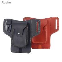 RUOHE เคสโทรศัพท์มือถือทนทานสำหรับผู้ชายผู้หญิงกระเป๋าเก็บที่ใส่กุญแจซองใส่หนังสือเดินทางกระเป๋าเข็มขัดกระเป๋าคาดเอวมีใบรับรองกระเป๋าสตางค์คาดเข็มขัด