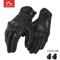 【CW】New Motorcycle Goat Leather Gloves Breathable Touch Screen Wear-resistant Anti-slip Comprehensive Protection Black Brown