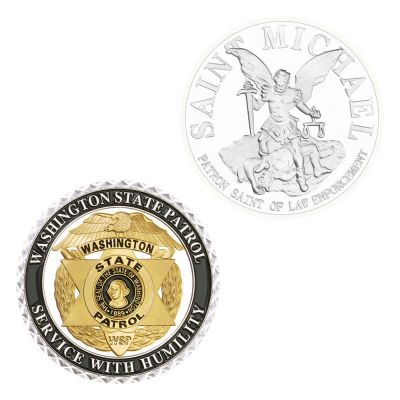 USA Washington State Patrol Challenge Coin Collectible Silver Plated Souvenirs And Gifts Saint Micheal Commemorative Coin