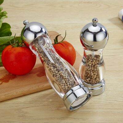 New Round Head Pepper Grinder Acrylic Manual Grinder Kitchen Supplies Outdoor BBQ Steak Pepper Jar