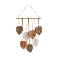 Chic Feather Boho Macrame Wall Decor Handmade Yarn Tassels Woven Wall Art Leaf Tapestry Decoration