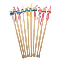 10Pcs Portable Cute Mini Doll Earpicks Wood Bamboo Ear Picks Wax Remover Cleaner Tool Health Care Ear Care New