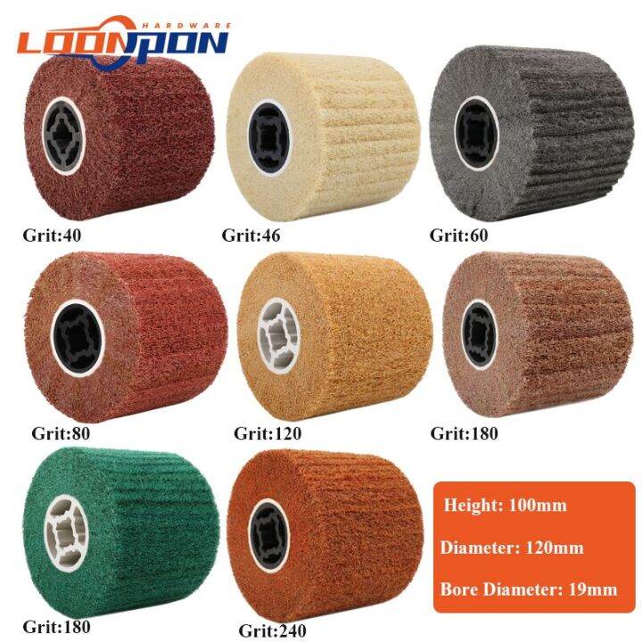 120x20x100mm-non-woven-nylon-abrasive-flap-wheel-brush-wire-drawing-polishing-burnishing-drum-wheel-for-stainless-steel-1pc