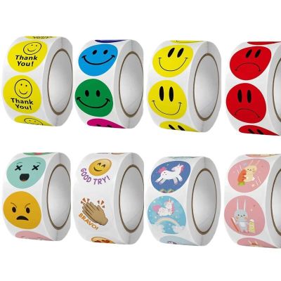 2.5CM Emotion Toys Happy Smiling Face Sticker Teacher Children Reward Decoration Sticker Label Sealing Stickers Paper Stickers Labels