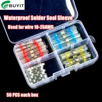 50PCS Waterproof Solder Seal Sleeve Splice Terminals Heat Shrink Electrical Wire Butt Connectors Kit Assortment 10-26AWG Electrical Circuitry Parts