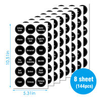 144พิมพ์ฉลากขวดเครื่องเทศและสติกเกอร์ตู้กับข้าวกระดานดำสติ๊กเกอร์ฉลากเครื่องเทศ3.8เซนติเมตรเส้นผ่าศูนย์กลาง