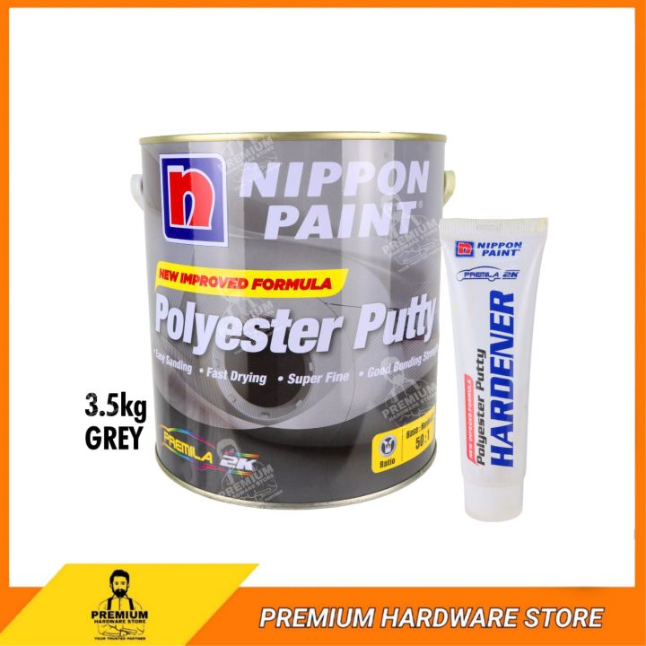 NIPPON PAINT Polyester Putty (Grey) 50:1 + Hardener Automotive Cement ...