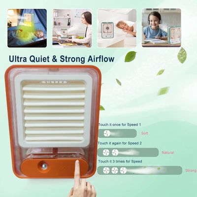 Portable Misting Fan Rechargeable Water Misting Fan Desk Fan with Colorful Night Light for Travel Home Office