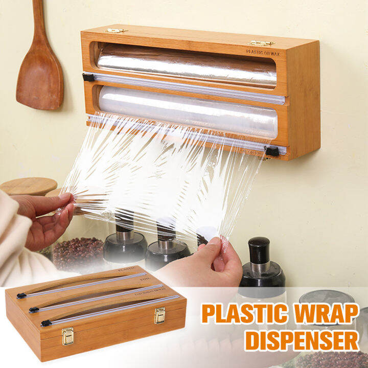 ที่เก็บของในครัว Cling Wrap Dispenser เครื่องจ่ายอาหาร Cling Film