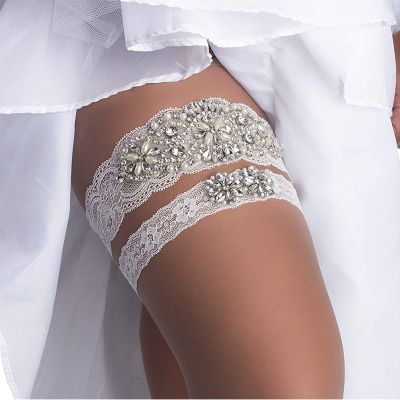 【YF】☃✶  Stretch Wedding Bridal Thigh Belts Garter Set with Rhinestones   for Prom Bride Bridesmaid