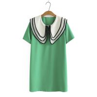 【มีไซส์ใหญ่】Plus Size Womens Short Sleeve A-line Dress Ladies Officewear Elegant Summer Dresses Vintage Vestidos