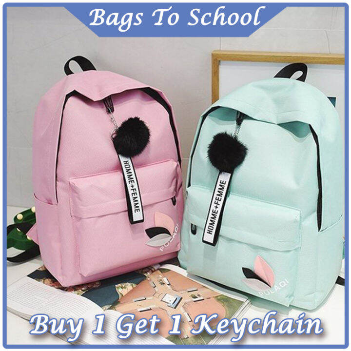 Fashion Korean High School Student Bag Cute Plain Backpack Women