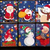 Cute Christmas Mirror Paste Double sided Printing Self adhesive Fridge Electrostatic Stickers Window Sticker New Year Decoration