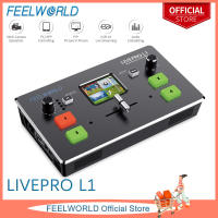 FEELWORLD LIVEPRO L1 4 X อินพุต HDMI เครื่องผสมวิดีโอหลายรูปแบบ Switcher USB 3.0เอาต์พุตแบบเรียลไทม์สตรีมมิ่งการผลิตกล้องหลายตัว