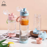 SWEEJAR กระบอกน้ำถ้วยพลาสติกใสพร้อมที่กรองใบชาสำหรับนักเรียนกีฬากลางแจ้ง