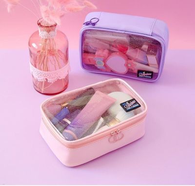 Pink Moon Rainbow Bentoy Cosmetic Case PVC Storage Package Waterproof Girls Large Capacity Women Korea Japan Make Up Bag