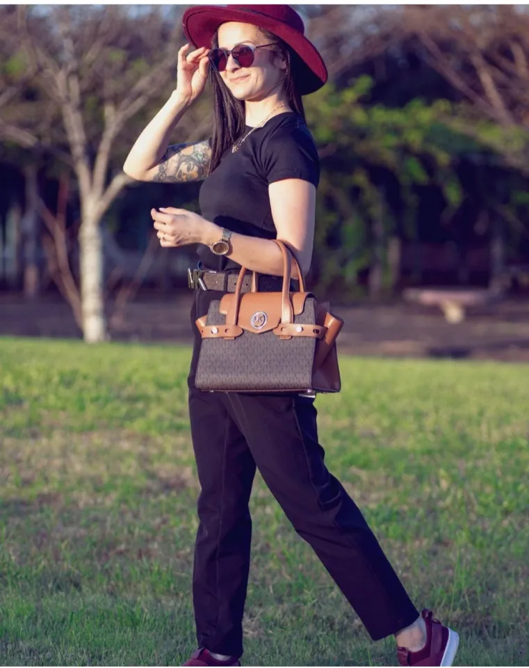 Carmen Large Logo and Leather Belted Satchel