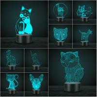 Cute Kawaii Cat 3D Lamp Animal Night Light LED USB Mood Gadgets Multicolor Luminaria Desk Table Lampara For Kids Childrens Gift