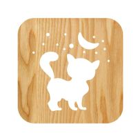 Firya Wooden Cat Paw Dog Animal Night Light Moon Star 3D LED Lamp USB Powered Desk Lights for Baby Kids Christmas New Year Gift