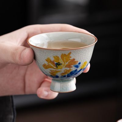 [COD] flake glaze pure hand-painted peony flower scented goods tea single kung fu ceramic poly-fragrance master