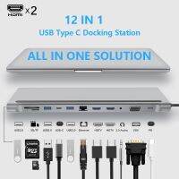 USB Type C Hub Adapter Laptop Docking Station MST Dual Monitor Dual HDMI VGA RJ45 SD TF for MacBook Dell XPS Hp Lenovo ThinkPad