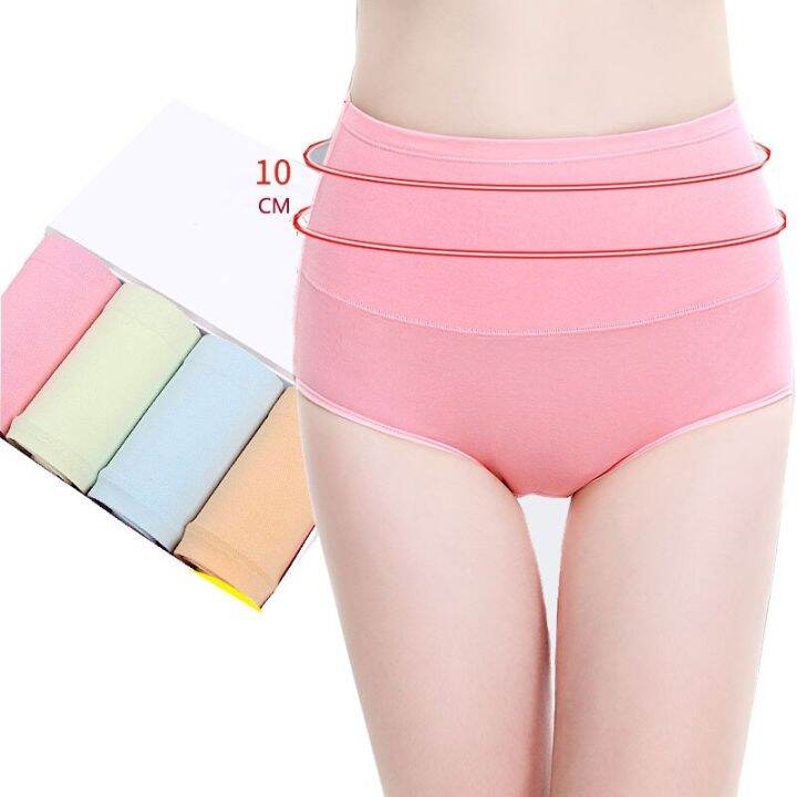 2023-korean-high-waist-cotton-panties-women-body-slimming-underwear-solid-ladies-briefs-breathable-comfort-sexy-female-lingerie