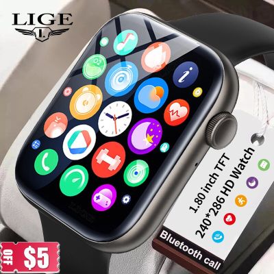 ZZOOI LIGE 1.81 inch Smart Watch Men Bluetooth Call P45 HD Screen Watches Rotary Keys IP67 Smartwatch Women For Xiaomi Huawei Samsung
