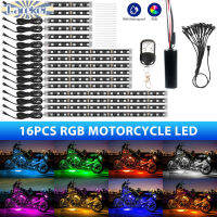 【คลังสินค้าพร้อม】ชุด Led รถจักรยานยนต์16-In-1 Rgb Multi-Color Magic Atmosphere Lamp Chassis Strip Lights App Control Modified Parts