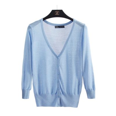 ﹍✓♧Ice silk knitwear womens cardigan summer new thin style with shawl short sunscreen jaet conditioning jaet