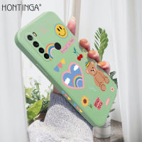 Hontinga เคสโทรศัพท์สำหรับ Xiaomi Redmi Note 8,เคสมือถือซิลิโคนนิ่มทรงสี่เหลี่ยมลายหมีดอกไม้สายรุ้งพร้อมขอบเคสยางเต็มตัวเคสป้องกันกล้องด้านหลังเคสนิ่มสำหรับเด็กผู้หญิง