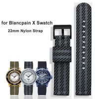 สายไนลอนสำหรับ Swatch X Blancpain ทอลายมหาสมุทรอาร์กติกสร้อยข้อมือผ้าใบผู้ชายกันน้ำสำหรับผู้หญิงถอดได้อย่างรวดเร็วสายนาฬิกาข้อมือ22มม.