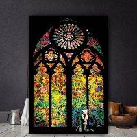 โมเดิร์น Banksy Art Stained Glass Window Church ภาพวาดผ้าใบโปสเตอร์และพิมพ์ Cuadros Wall Art รูปภาพสำหรับตกแต่งห้องนั่งเล่น New