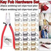 20/40PCS Webbing Tail Clip Fob Hardware 25mm Keychain Split with Pliers for Wrist Wristlets Cotton