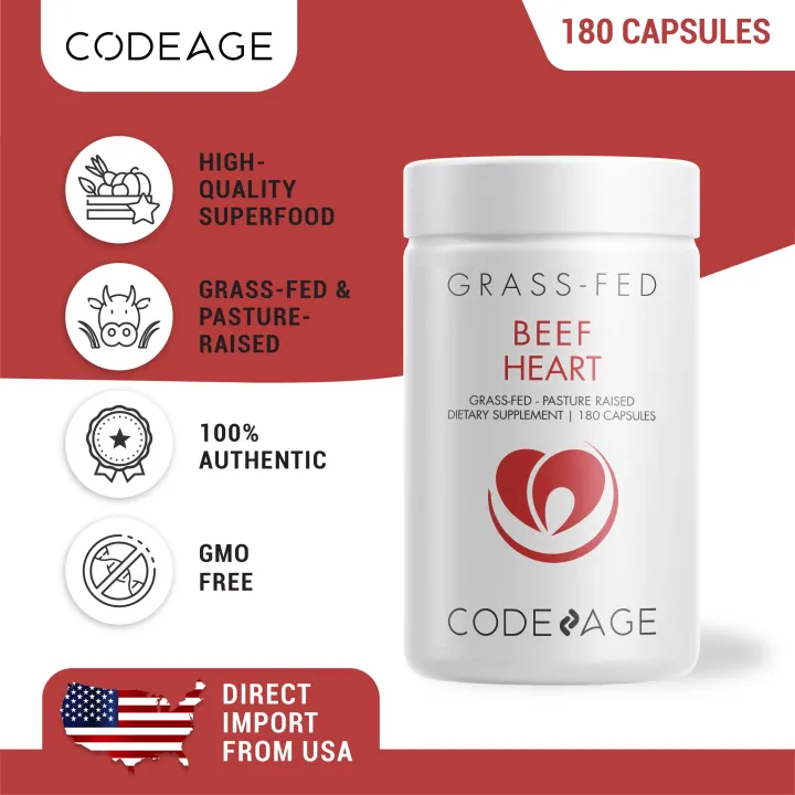 Codeage Beef Heart Supplement Desiccated Beef Heart Glandular