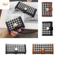 WPOT กางเกงขาสั้นแบบสั้น กระเป๋าสตางค์ผู้หญิง Houndstooth หนังพียู สไตล์เกาหลีแบบ อินส์ กระเป๋าคลัทช์ สำหรับผู้หญิง