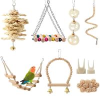 18 Pieces Bird Toys Set Parrot Swing Chewing Toy Hanging Hammock Perch Ladder Bridge for Conure Finch Mynah Lovebird