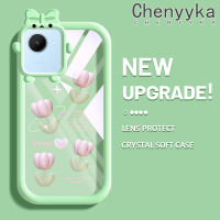 เคส Chenyyyka สำหรับ Realme C30 C30s Narzo 50i Prime Case ลายดอกไม้การ์ตูนกันกระแทกสุดน่ารักเคสมือถือใสเลนส์กล้องถ่ายรูป Little Monster น้อยเคสนิ่มแบบใสป้องกันปลอกซิลิโคน