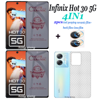 (4in1) สำหรับ Infinix ฟิล์มกระจกเทมเปอร์กันแอบดู30 5G Infinix Hot 30i Infinix Hot 30 Play Infinix 30 Play Nfc2PCS ฟิล์มปกป้องหน้าจอกระจกเทมเปอร์แบบเต็มหน้าจอ + ฟิล์มด้านหลัง + ฟิล์มเลนส์